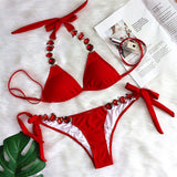 Zingj Sexy Bikini Color Female Split Straps Luxury Diamond Swimwear Metal Chain Accessories