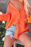 Shirt Women Fashion Pocket Long Sleeve Button Up Shirt Elegant Female Loose Office Top Spring Solid Color Blouse