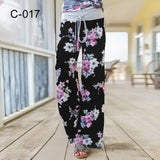 Spring Autumn Loose Beach Women's Pants Fashion Floral Print Drawstring Wide Leg Ladies Long Pants Sweatpants Plus