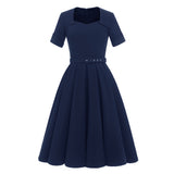 Elegant Tunic Midi Casual Dresses For Women Party Evening Navy Blue Dark Red Retro Vintage 50s 60s Swing Rockabilly