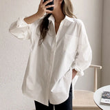 Long Sleeve Cotton White Blouse Women 2023 Plus Size Loose Women Shirt Blouse Casual Office Lady Button Shirt Tops