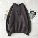 Hoodie Solid Loose Fleece Casual Long Sleeve Top Streetwear hip hop Pullover Sweatshirt Korean Fashion Couple