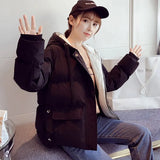 Women Harajuku Y2k Down Cotton Jacket Fashion Solid Winter Coat Warm Thick Parkas Korean Preppy Style Female Loose