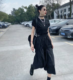 Desinger High Waisted Skirts Womens 2021 Fall Fashion Drawstring Ruched Long Midi Goth Skirt With Leather Belt