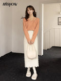 Knitting Sweaters for Women Autumn Winter 2022 Soft Waxy Long Sleeved V-Neck Hollow Out Single Breasted Tops