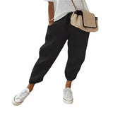 Women Cotton Trousers Pocket Tight Slacks Women's
