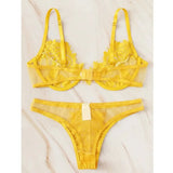 Women Lingerie set See-through Lace Babydoll Unpadded Bra HIgh Waist G-String Thong Underwear