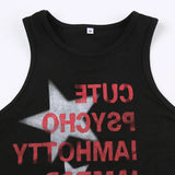 Star Print Side Cutout Tie Crop Tank TopOutfit
