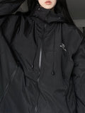 Black Waterproof Oversize Outdoor Jacket with