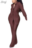 Solid Suit Two Pieces Outfits Office Lady Long Sleeve Lapel Jacket Coat Suits 2023 Women Casual Wide Leg Trousers