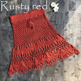 Queens Summer Fashion Hand Weaving Women Solid Sexy Hollow Out Beach Belt Bohemian Mini Skirts Ladies Boho