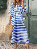 Summer Casual Pullover Beach Dress Fashion Printed Boho Style V Neck Party Dress Elegant Long Sleeve Buttoned Shirt