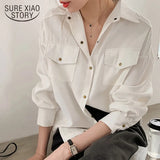 Plus Size Women White Shirts Single-breasted Lapel Female Blouses Tops New Cotton Solid Office Ladies Shirt Femme