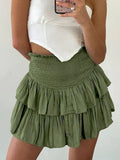 Smock Tiered Ruffle Mini Skirt-Outfit