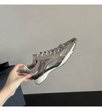 Casual Sneakers 2025 New Asymmetrical Tongue Boxing Shoes Female Height Display Legs Fine Training