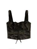 Tie Front Satin Corset Top- Outfit