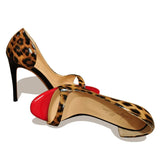 Onlymaker Women's Peep Toe 12cm High Heels Leopard print Pumps Sandals Woman Dress Party Office Slipper Shoes Big Size