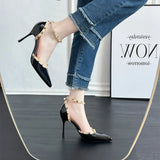 Bare Pointed Beautiful High Heels Women 2025 New Spring And Summer Willows Sexy Sandals Rivet Single Shoes