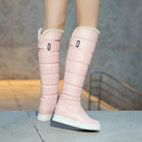 Warm Plush Knee High Boots Women Comfy Flat Heel Snow Boots Slip On Platform Woman Long Boots Shoes Black Pink White