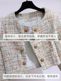 Winter French Vintage Fragrance Tweed Two Piece Set Women Outfit Office Ladies Elegant Coats+sleeveless Dresses Sets