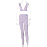 Women Tracksuit Sleeveless Vest Skinny Yoga Leggings Matching Jogger Set Solid Sporty Set 2022 Summer Workout