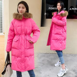 Long Women's Cotton Padded Coat Parkas Down Winter Jacket Thick Warm Fur Hooded Coats Puffer Outerwear Jacket