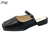 Deformed Heel Autumn Luxury Chain Square Head Shallow Flat Shoes Women's Lazy Loafer Casual Flat Square Heels Lolita