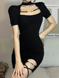 Summer Sexy Hollow Out Chain Bandage Personality Mini Dresses Women Nightclub Fashion Skinny Party Dress Vestidos De