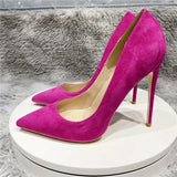 pure color stiletto pointed toe 12cm high heels elegant office handmade daily wear ladies pump red black RM028