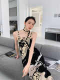 High Fashion Backless Knitted Dress For Women 2022 Long Midi Spaghetti Strap Ladies Dress Designer Aesthetic
