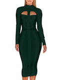 Neck Bandage Dress 2022 Autumn Winter Long Sleeve Bandage Dress Bodycon Women Midi Sexy Party Dress Evening Club