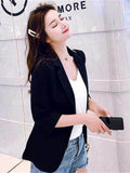 and Linen Small Suit Women's Jacket Autumn Spring and Summer Fashion Slim Slimming Cropped Sleeves Short Shirt