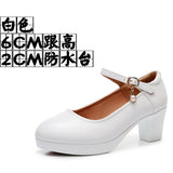 6Cm Silver Heeled Show Shoes Thick-Singing Leather Shoes Thick-Soled Model Single-Shoe Large-Size Working