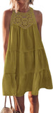 Summer Sleeveless Dresses Casual Sleeveless A-Line Hierarchal Swing Vest Skirt Beach Vacation