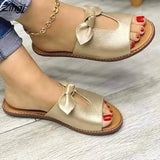 New Summer New Women Leisure Fashion Bow Flat Sandals Sandals Comfortable Soft Bottom Women's Breathable Beach