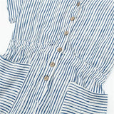 2023 Woman Short Playsuit Blue Striped Baggy Summer Jumpsuit For Women Fashion Pockets Short Sleeve Women's Loose