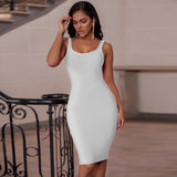 Dress Red 2022 Summer Women's Midi Dress Bodycon Elegant Sexy High Quality Yellow Pink White Evening Party Dress