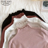 Spring Winter Fashion Slim Sweater Women Turtleneck Ruched Women Sweater High Elastic Solid Sexy Knitted Pullovers