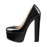 Onlymaker Women's Heels Platform Round Toe Chunky High Heels Office Party Wedding Slip On Block Pumps PLUS Size