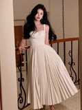 Women Fashion Pleated Wedding Evening Party Dresses 2023 Summer New Elegant Big Swing Sleeveless Vestidos Female Korean