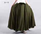 Women's Literature And Art Large Cotton Tamples Skirt Tight Waist A-Shaped Skirt Long Solid National Style Skirt 24