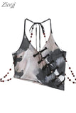 Women Aesthetic Off Shoulder Crop Top Vintage Y2k Streetwear Fashion Ladies Halter Neck Vests Sexy Backless Camisole 2023