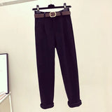 Winter Office Ladies Elegant Sets Womens Outfits 2023 Plaid Thick Coats+Turtleneck Knitted Sweater+woolen Harem Pants