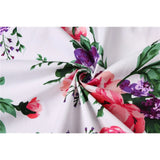 Cotton Vintage Tunic Midi Dress 50S Short Sleeve 4XL 70s Robe Swing Retro Floral Print White Rockabilly Office