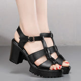 T-T-Slace Sandals Waterproof Table Thick Soles 41-43 Yards Cheongsam Runway Shoes Large-Size Coarse Heel Waterproof Table Women's