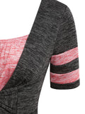 Dye Contrast 2 In 1 Style Short Sleeve Tee Women T Shirt Casual Faux Twinset False Two Piece Summer Tee