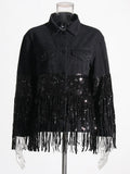 Design 2025 New Loose Hole Denim Jacket Tuxedo Denim Jacket Women's Dress