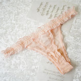 2XL Plus Size Women's G String Ruffled Underwear Panties Bow Sexy Lingerie Thongs Lace T-back Seamless Ruffles