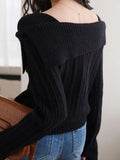 Solid Off Shoulder Knit Sweater- Outfit