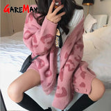 Women's Knitted Cardigan Leopard Print Sweater Oversized New Casual Jumper 2023 Autumn Winter Thick Sweater